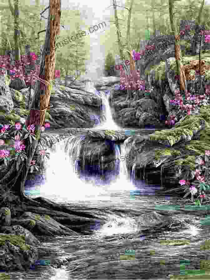 A Vibrant Watercolor Landscape Depicting A Cascading Waterfall Surrounded By Lush Greenery Creating Luminous Watercolor Landscapes Sterling Edwards