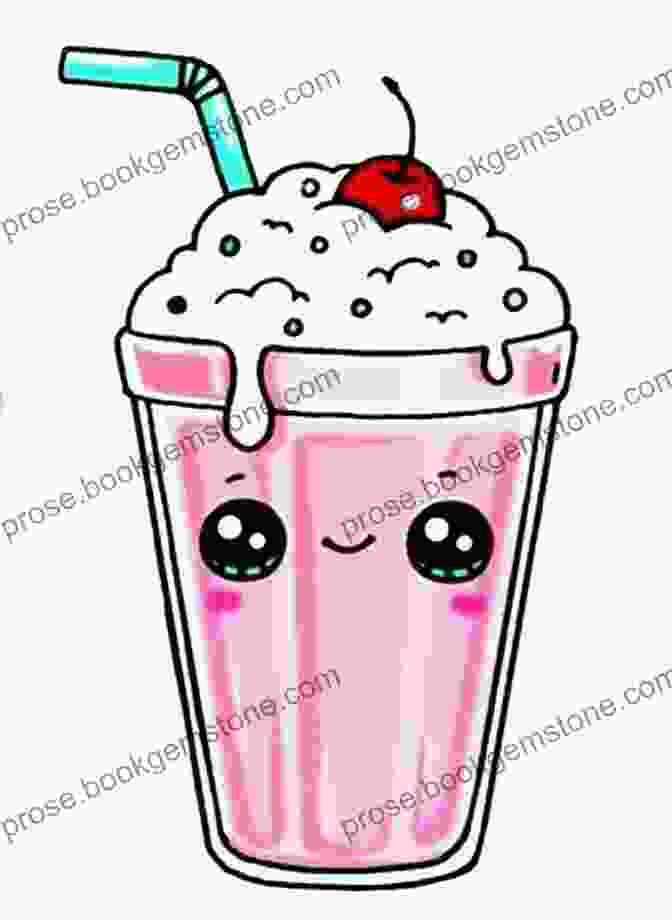 Cute Drawing Of A Happy Milkshake. 101 Cute Foods With 101 Different Expressions (How To Draw)