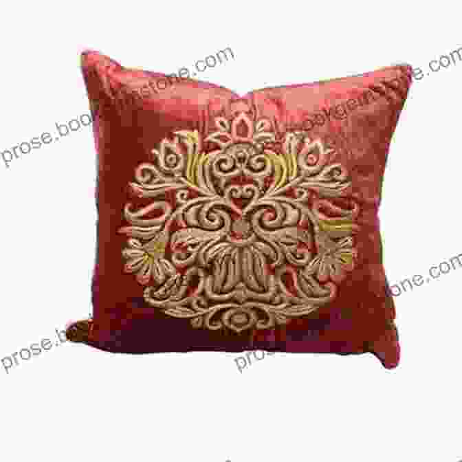 Embroidered Cushion Cover With An Intricate Damask Pattern In Satin, Stem, And Fly Stitches. Jane Austen Embroidery: Authentic Embroidery Projects For Modern Stitchers