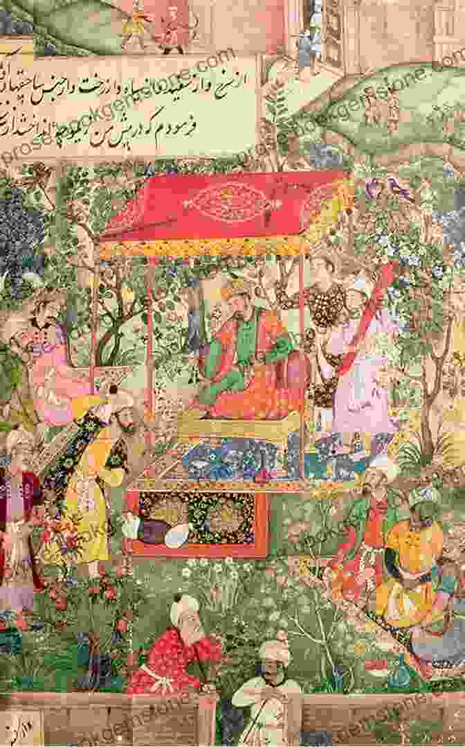 Painting Of Babur And Parvati Meeting Secretly In A Garden, Their Faces Close, Their Eyes Locked In Love The Story Of Babur Parvati Sharma