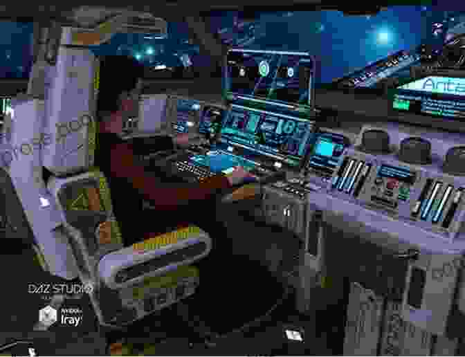 Spaceship Bridge Interior Control Panels And Crew Working Into The Light: Hard Science Fiction (Proxima Logfiles 3)